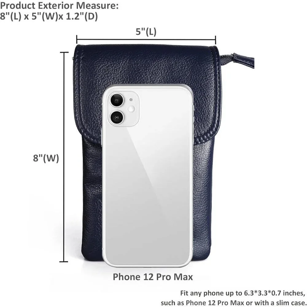 Leather Small Crossbody Phone Bag for Women Slim Compact Organizer